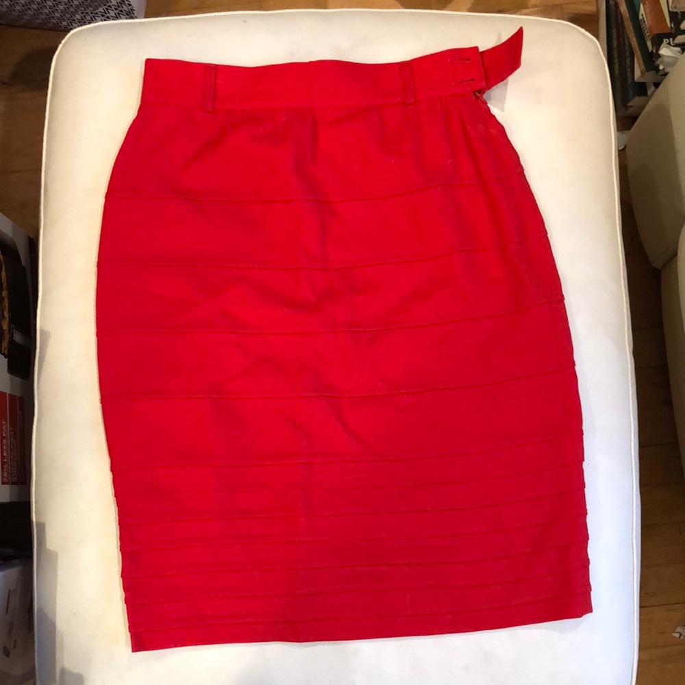 Escada cherry red midi skirt